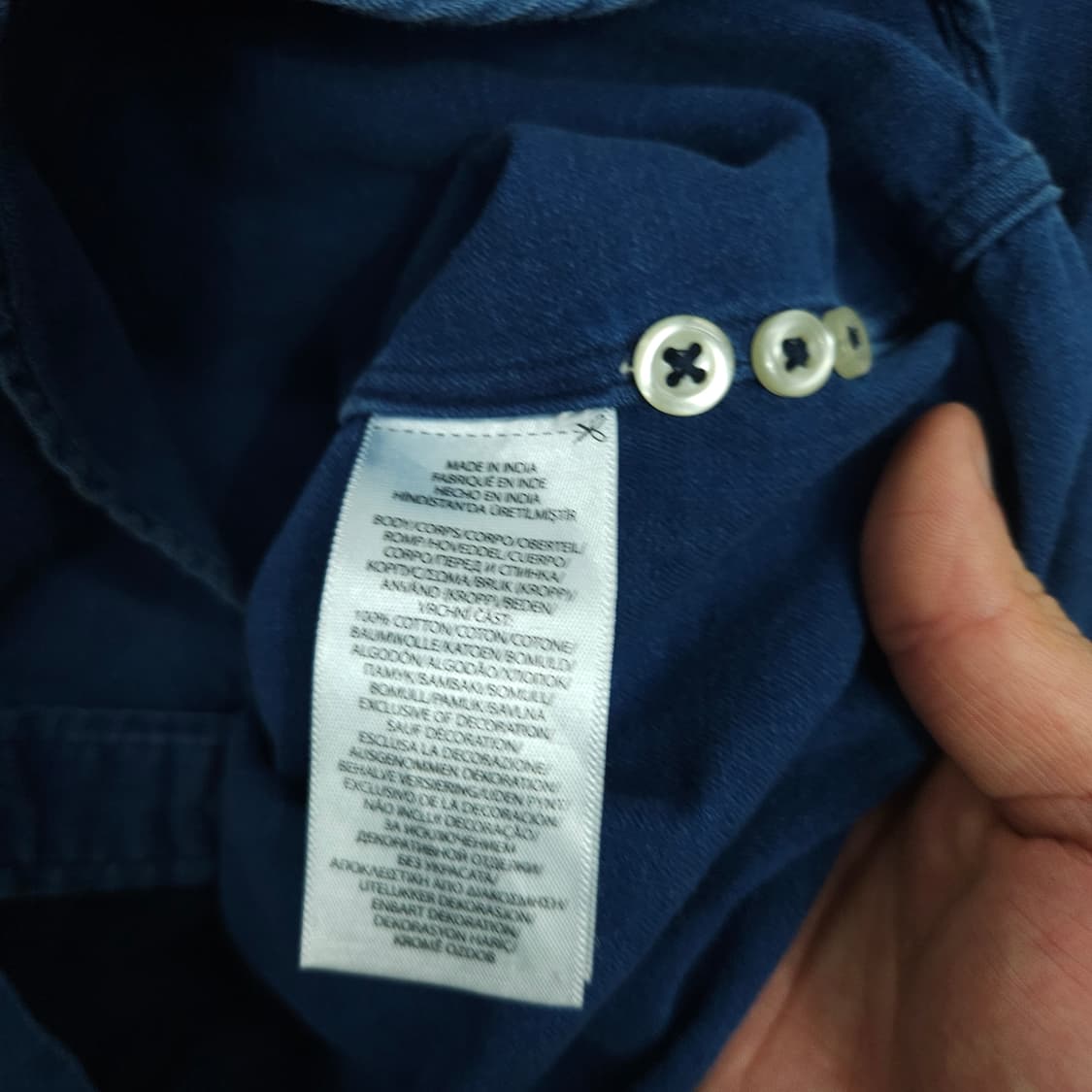 폴로 랄프 로렌 인디고 가먼트 다이 옥스포드 셔츠 M 커스텀핏 상품이미지4