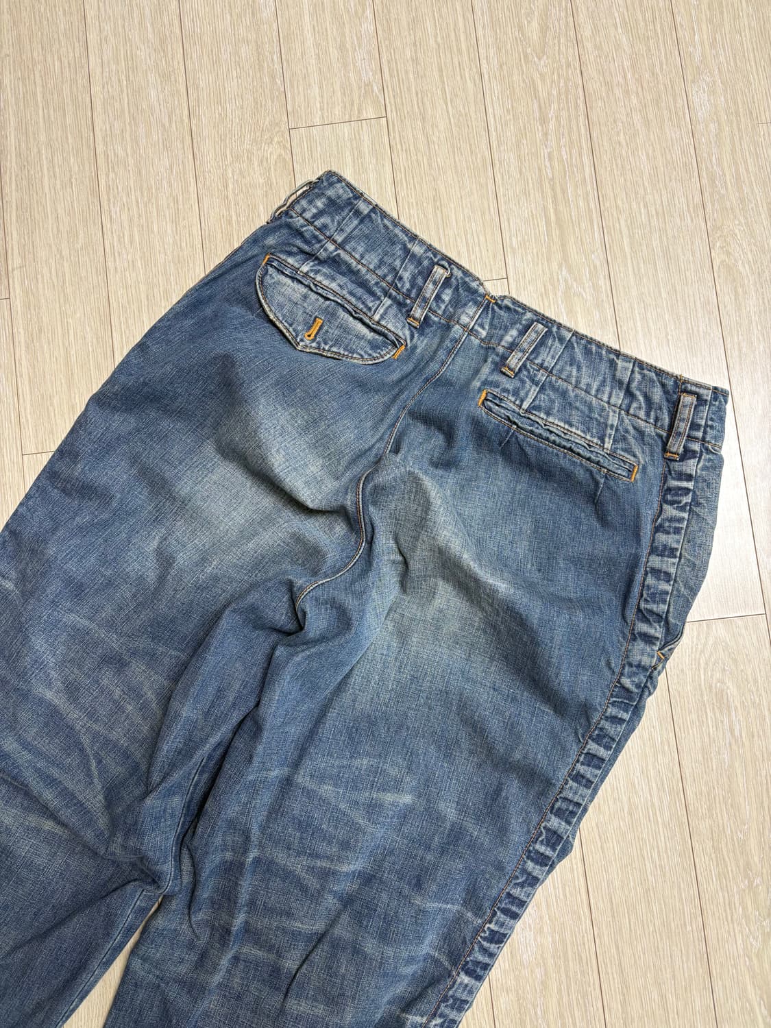 컬러 퍼커링 데님팬츠 상품이미지5