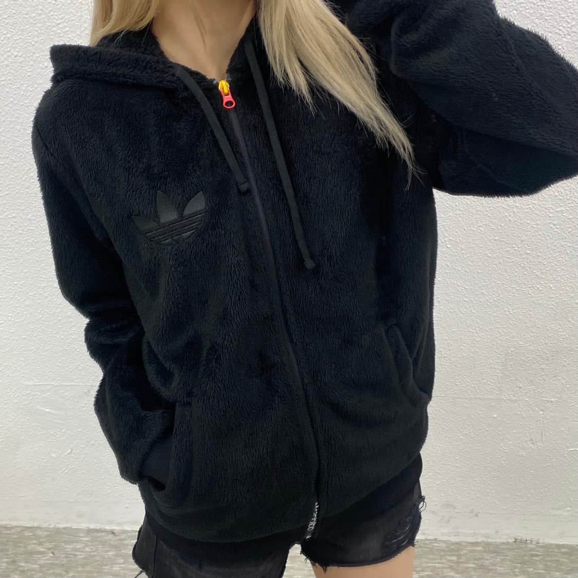 아디다스 카모포인트 블랙 셰르파 후드집업 L 상품이미지3