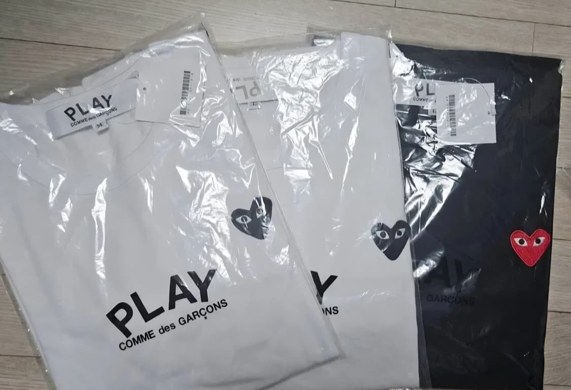 꼼데가르송 PLAY 롱슬리브 화이트 티셔츠 상품이미지1