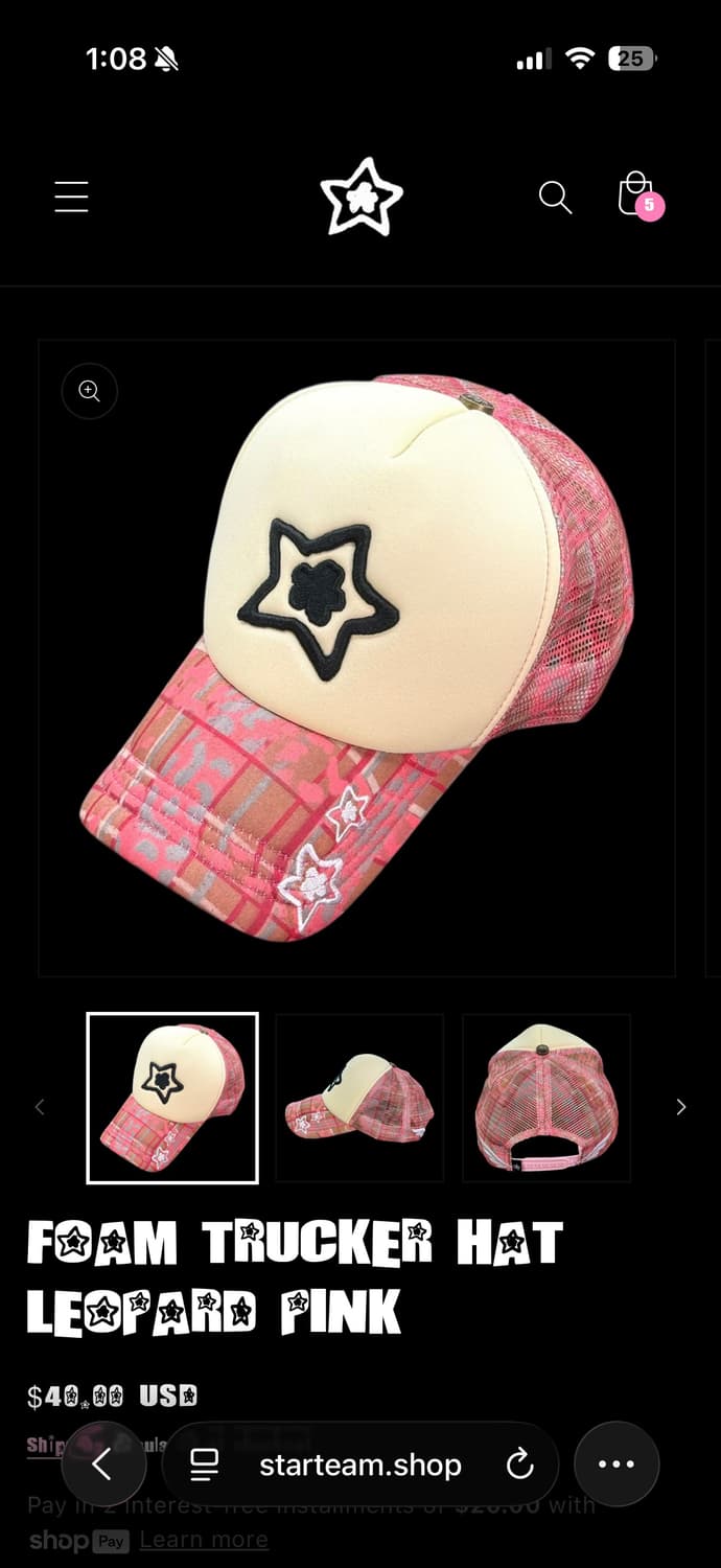 스타팀 레오파드 트러커캡 핑크  상품이미지3