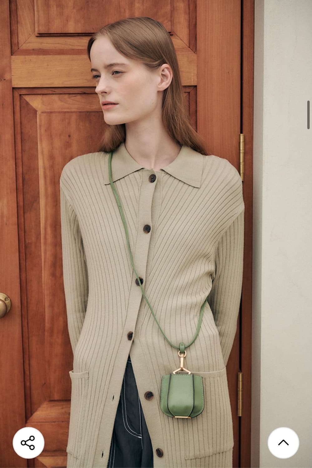 루에브르 롱 니트 골지 카라 가디건 원피스 상품이미지2