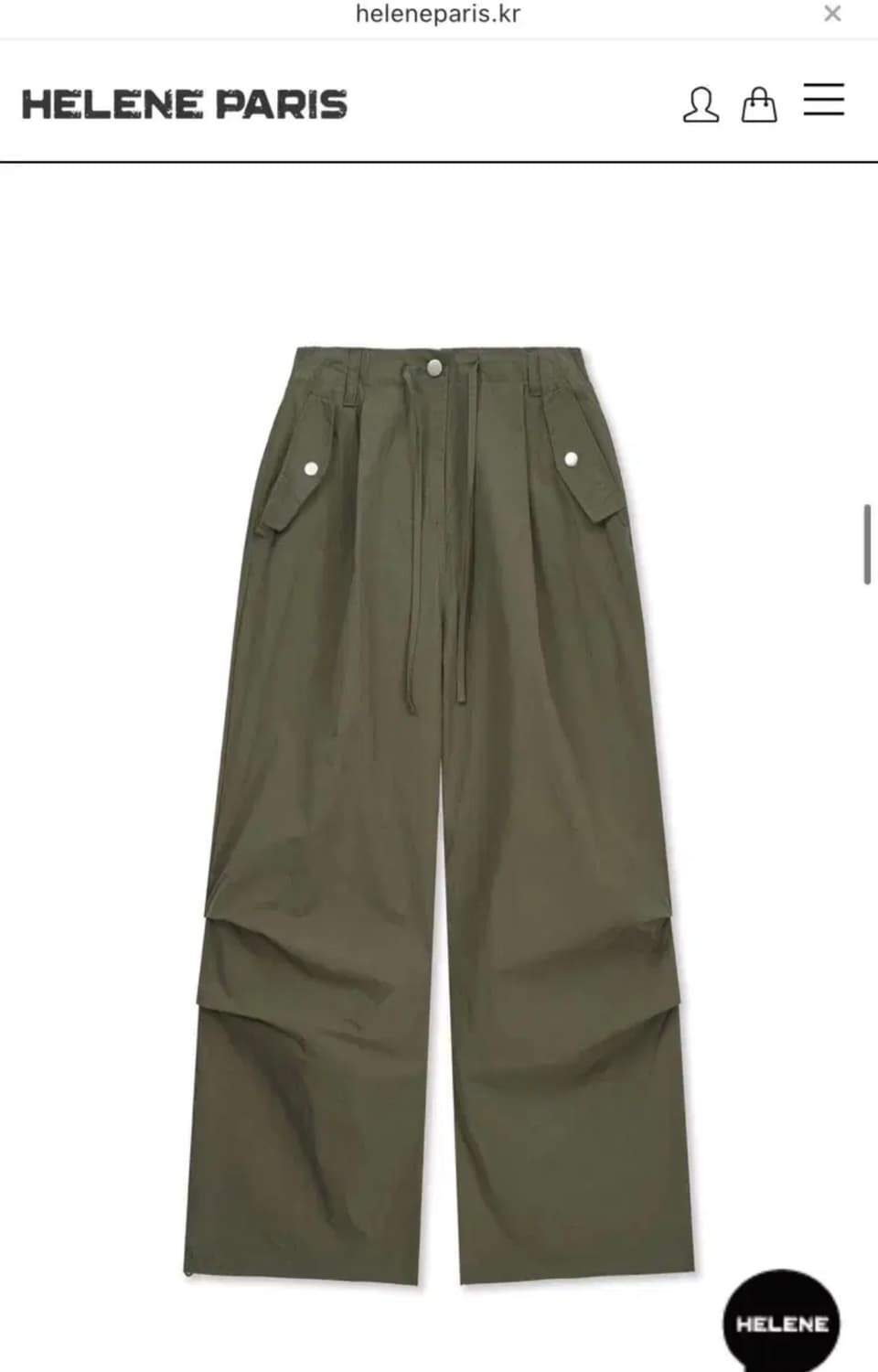 헬레네파리스 스트링 플랩 포켓 나일론 팬츠 카키 상품이미지1