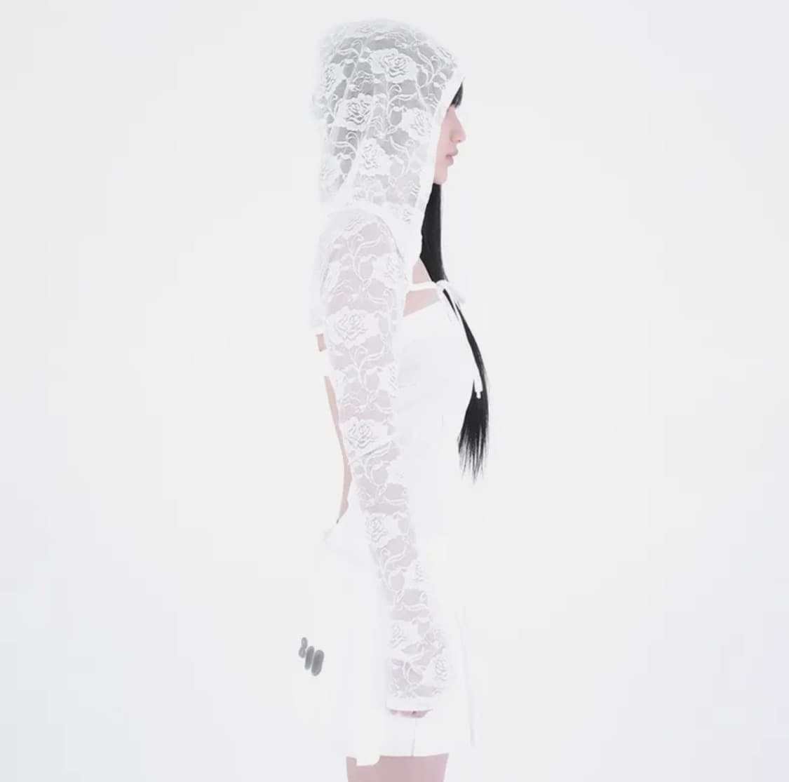 Taae 태 레이스 후디 볼레로 가디건 002 화이트 상품이미지3