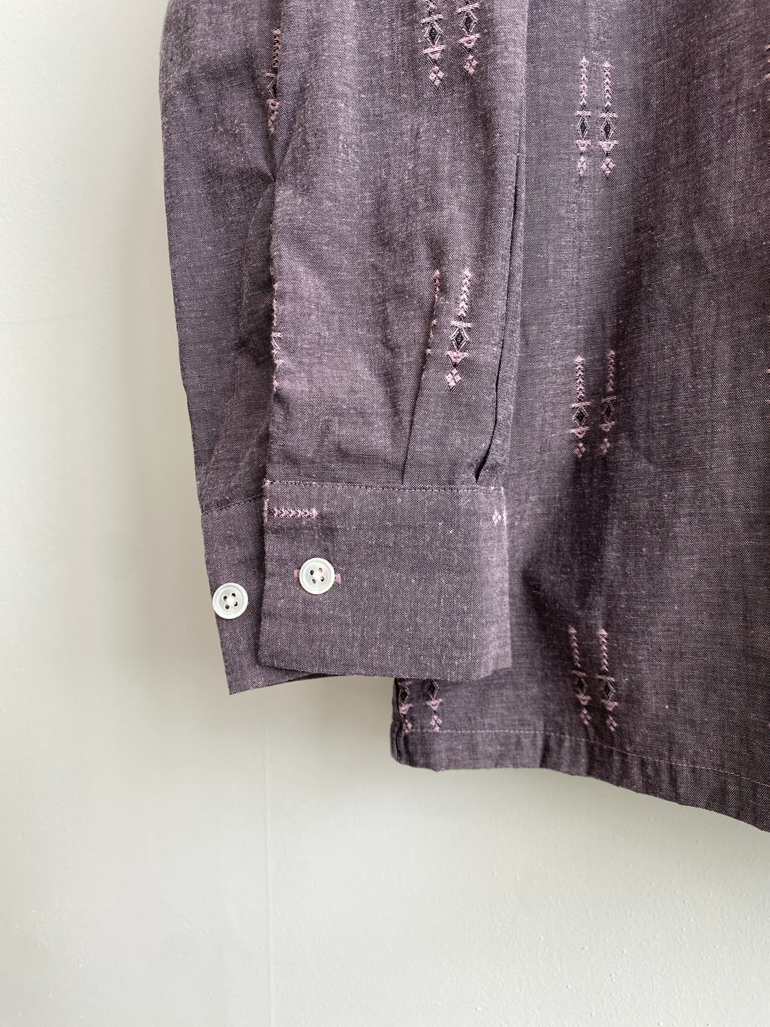 빔즈 플러스 자가드 샴브레이 오픈 칼라 셔츠 상품이미지4