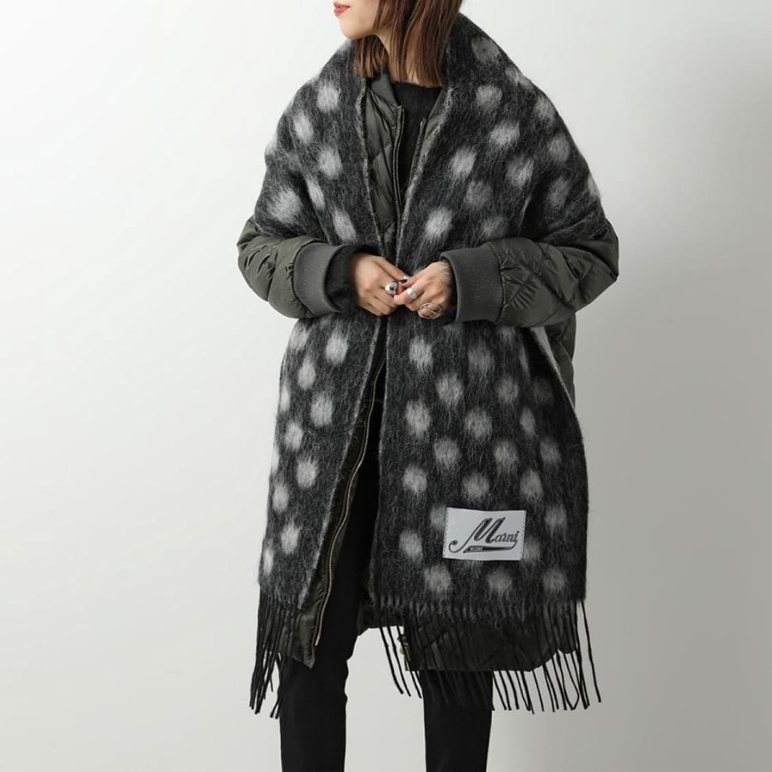 마르니 2023 폴카 도트 로고 머플러 상품이미지2