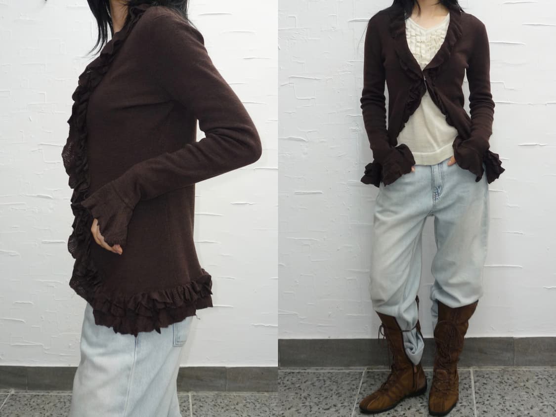 mocha frilled cardigan 상품이미지2
