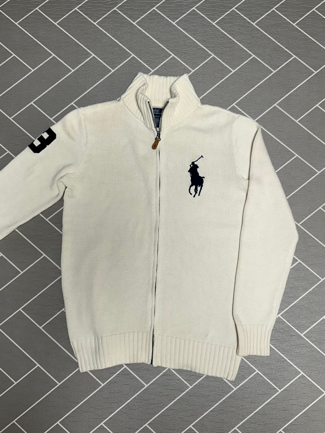 폴로 빅포니 니트집업 아이보리 상품이미지1