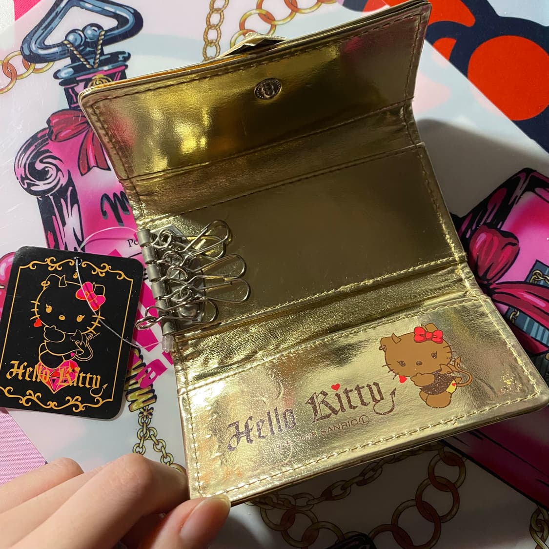 유일매물)헬로키티 악마 레오파드 지갑/호피 오네 히메 갸루 빈티지 y2k 상품이미지2