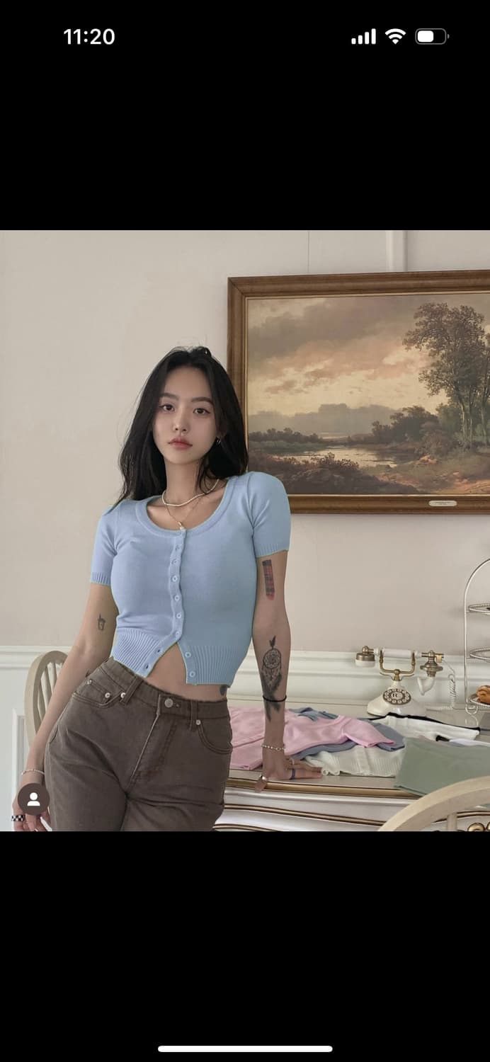 (새상품급) 페일제이드 크롭 니트 상품이미지1