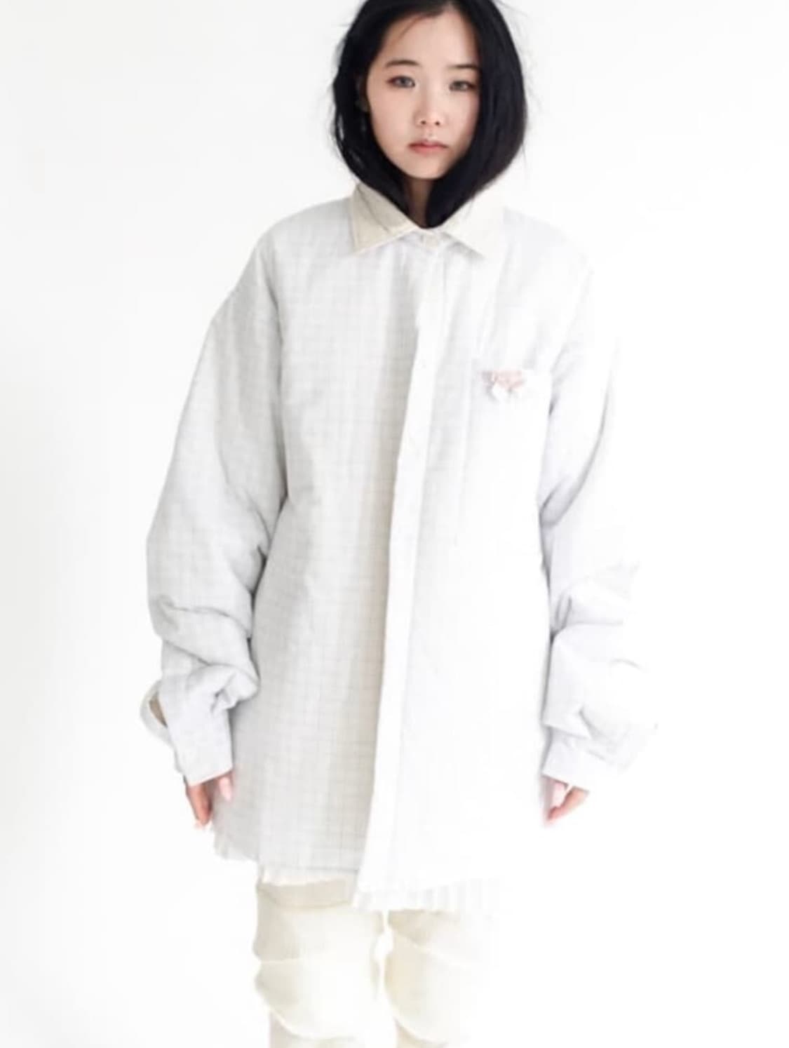 (판매) 샵페어리 패디드 코지 패턴 셔츠 (크림) 상품이미지1