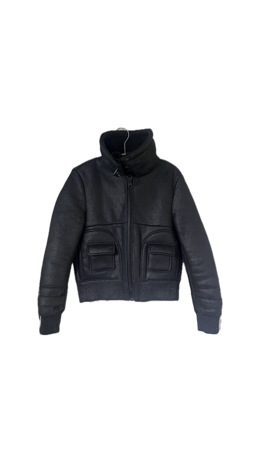 무스탕 숏 자켓 아우터 크롭 블랙 락시크 펑크 갸루 y2k 나나 상품이미지1