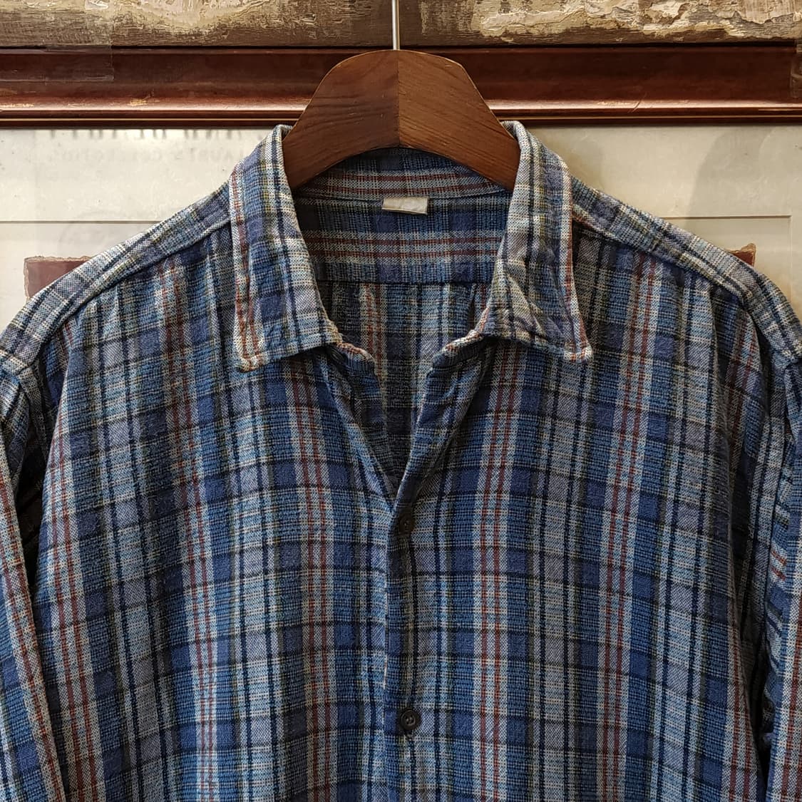 60s 프랑스 워크셔츠 가드너 빈티지 셔츠 블루 롱 튜닉 셔츠 m 상품이미지4