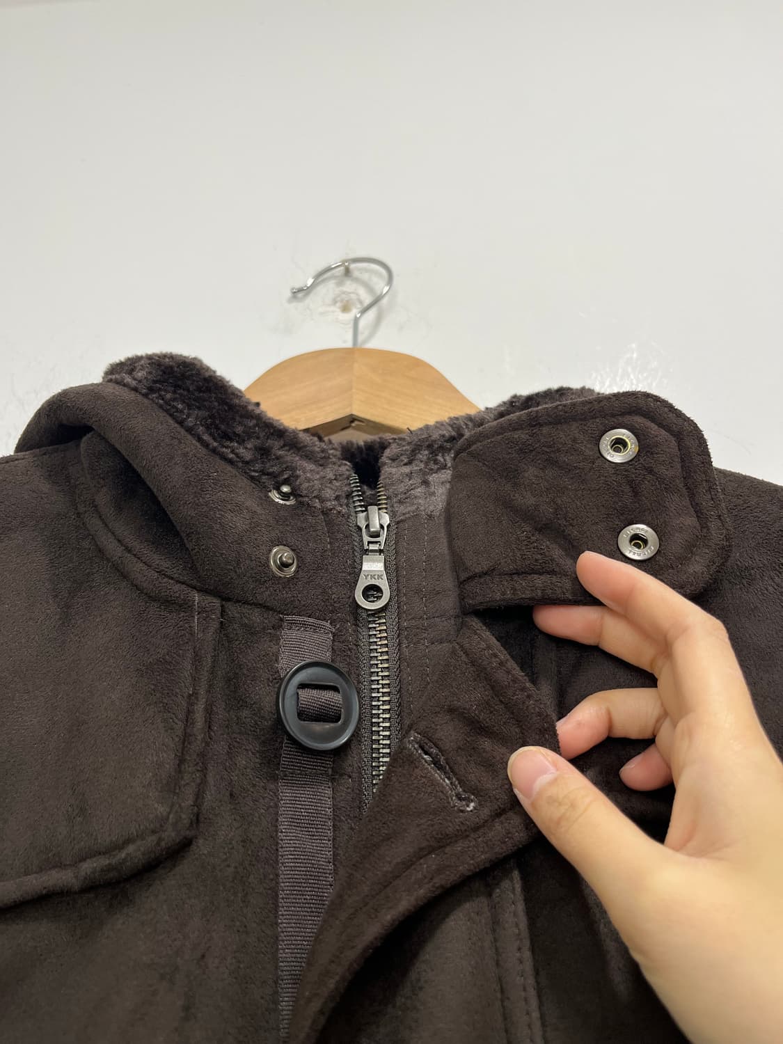 일본 빈티지 모리걸 브라운 무스탕 후드 코트 상품이미지3