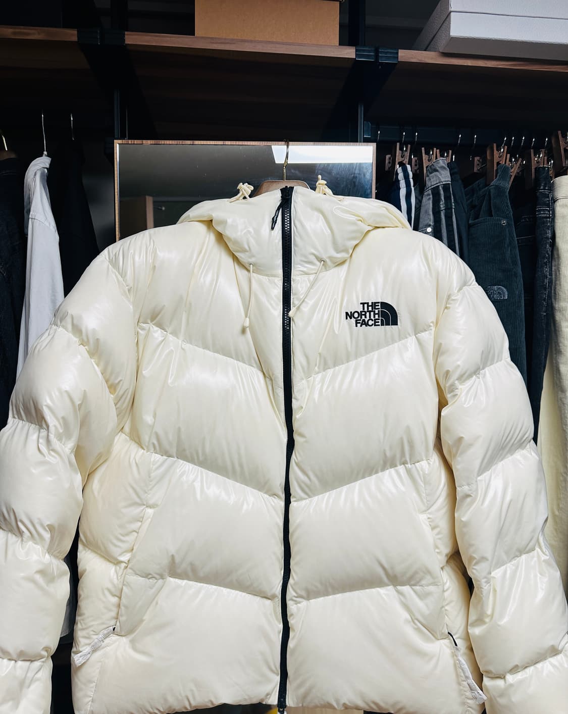 노스페이스 네오 프리 무브 다운 자켓 (크림 유광 패딩 105사이즈)(새 상품이미지7