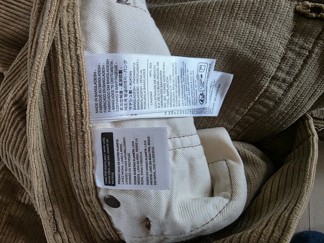 리바이스 568 코듀로이 33/32 팝니다. 상품이미지6