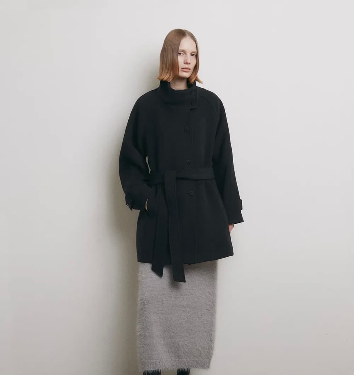 새상품) 로우타이드 하이넥 하프코트 s 상품이미지1