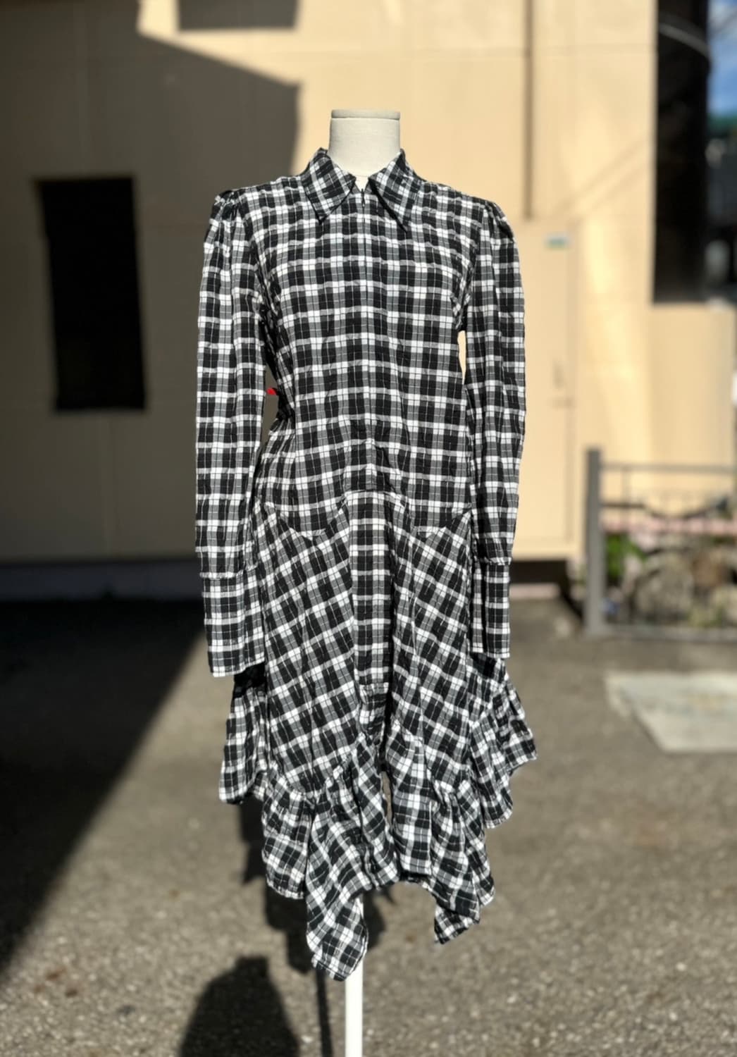 (촬영용 제품 파격할인)새상품 컨디션 GANNI블랙 체크 셔츠 원피스34 상품이미지1