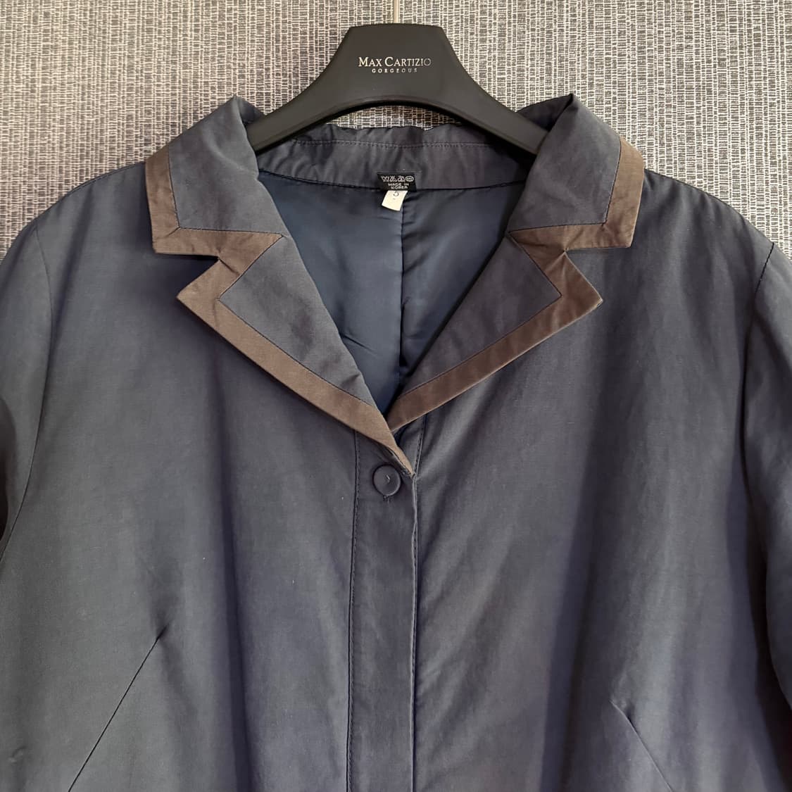 유니크 패치 디자인 빈티지 네이비 롱자켓 패딩 코트 솜 충전재 L사이즈 상품이미지2