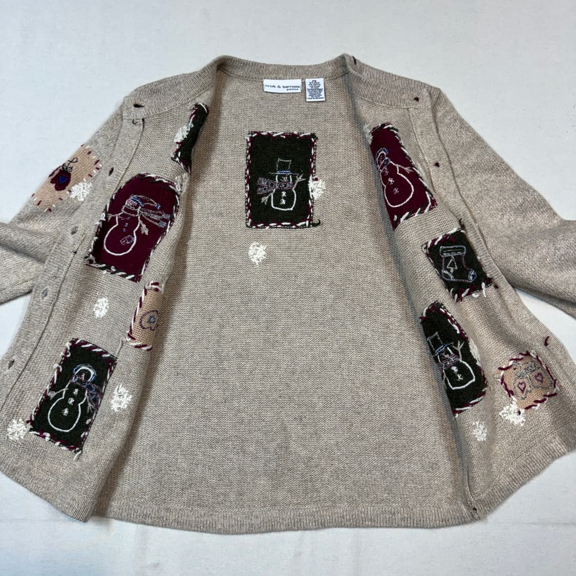 S) Croft & Barrow 앙고라 혼방 눈사람 자수 가디건 상품이미지7