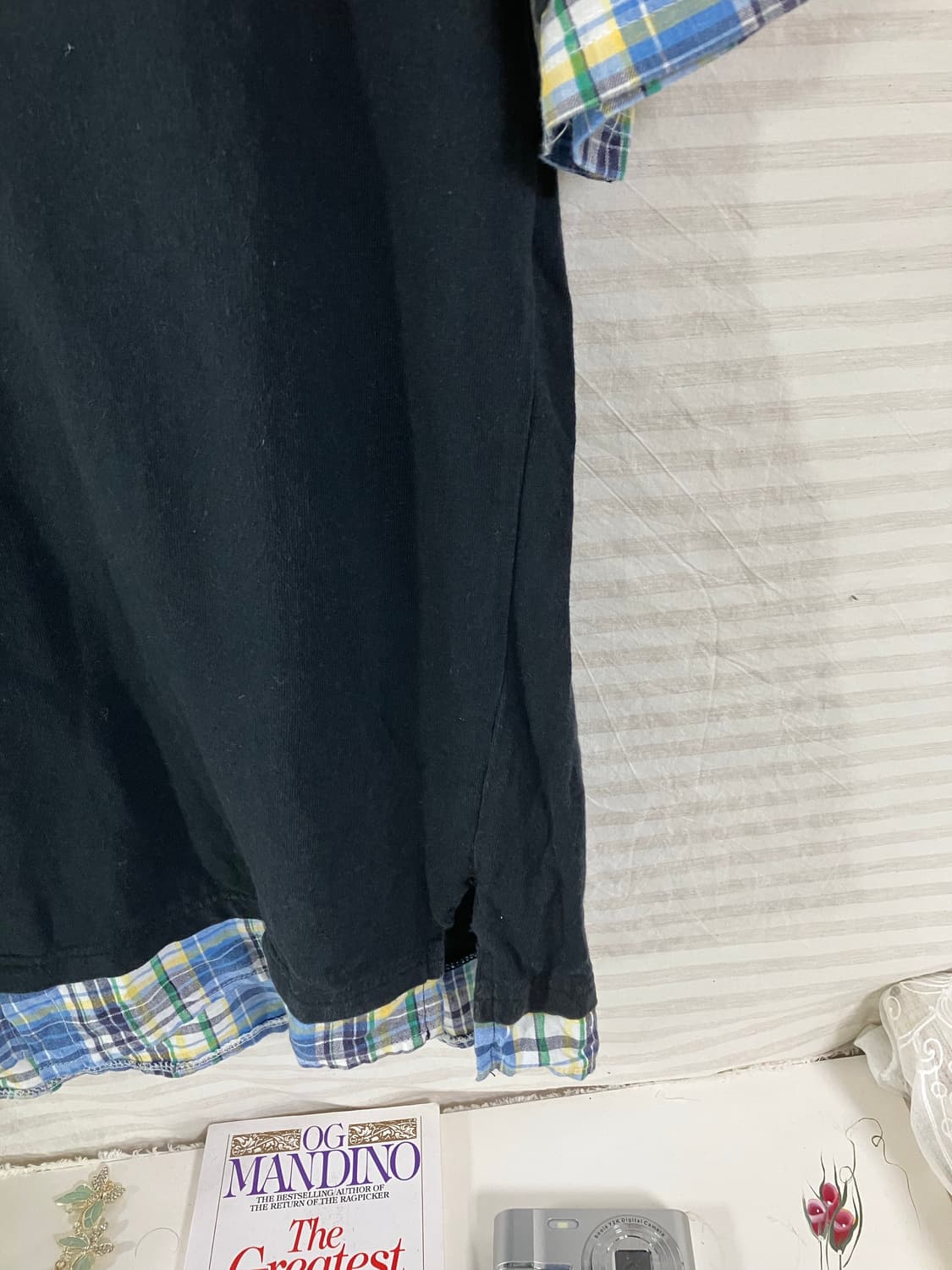 빈티지 체크 셔츠 레이어드 카라 반팔 1057 모리걸 y2k 스트릿 갸루 상품이미지5