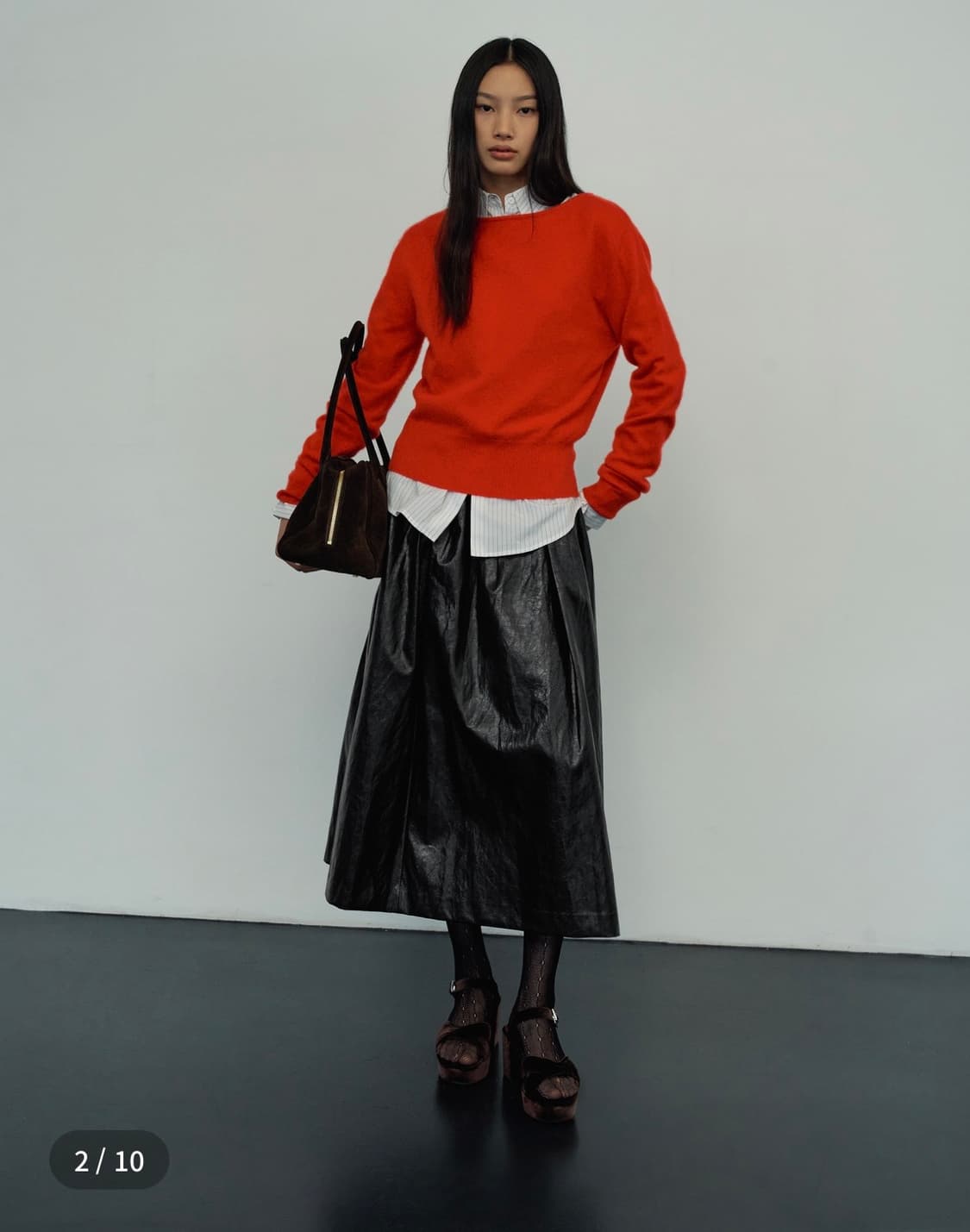 ORR 크랙 레더 스커트 XS 블랙 상품이미지3