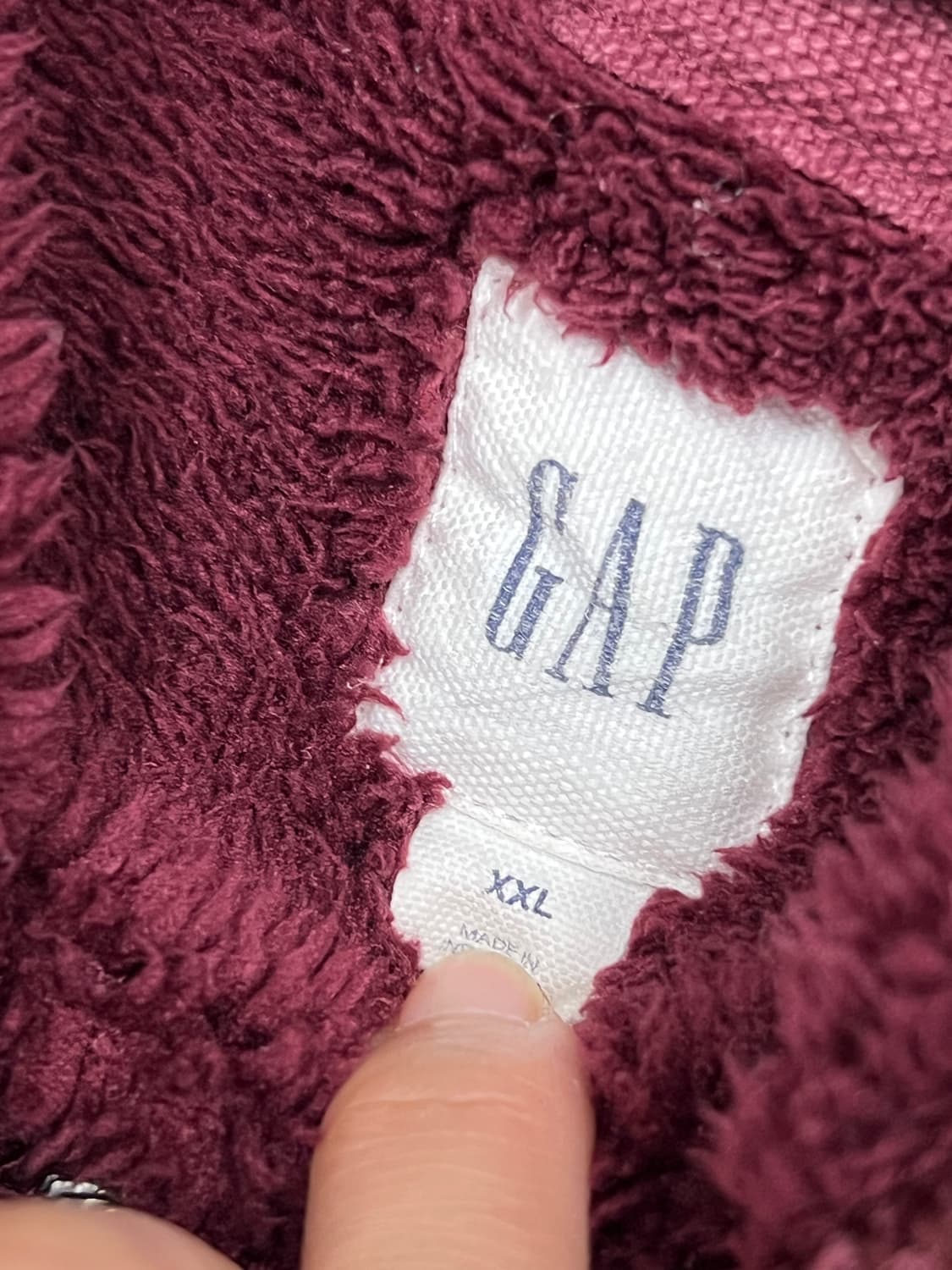 GAP 양털 후드집업 버건디 상품이미지4