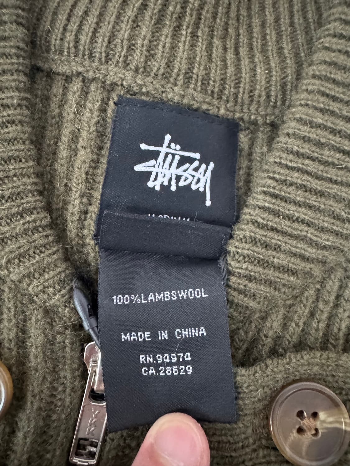 빈티지 STUSSY 스투시 짚업스웨터 올리브 상품이미지4