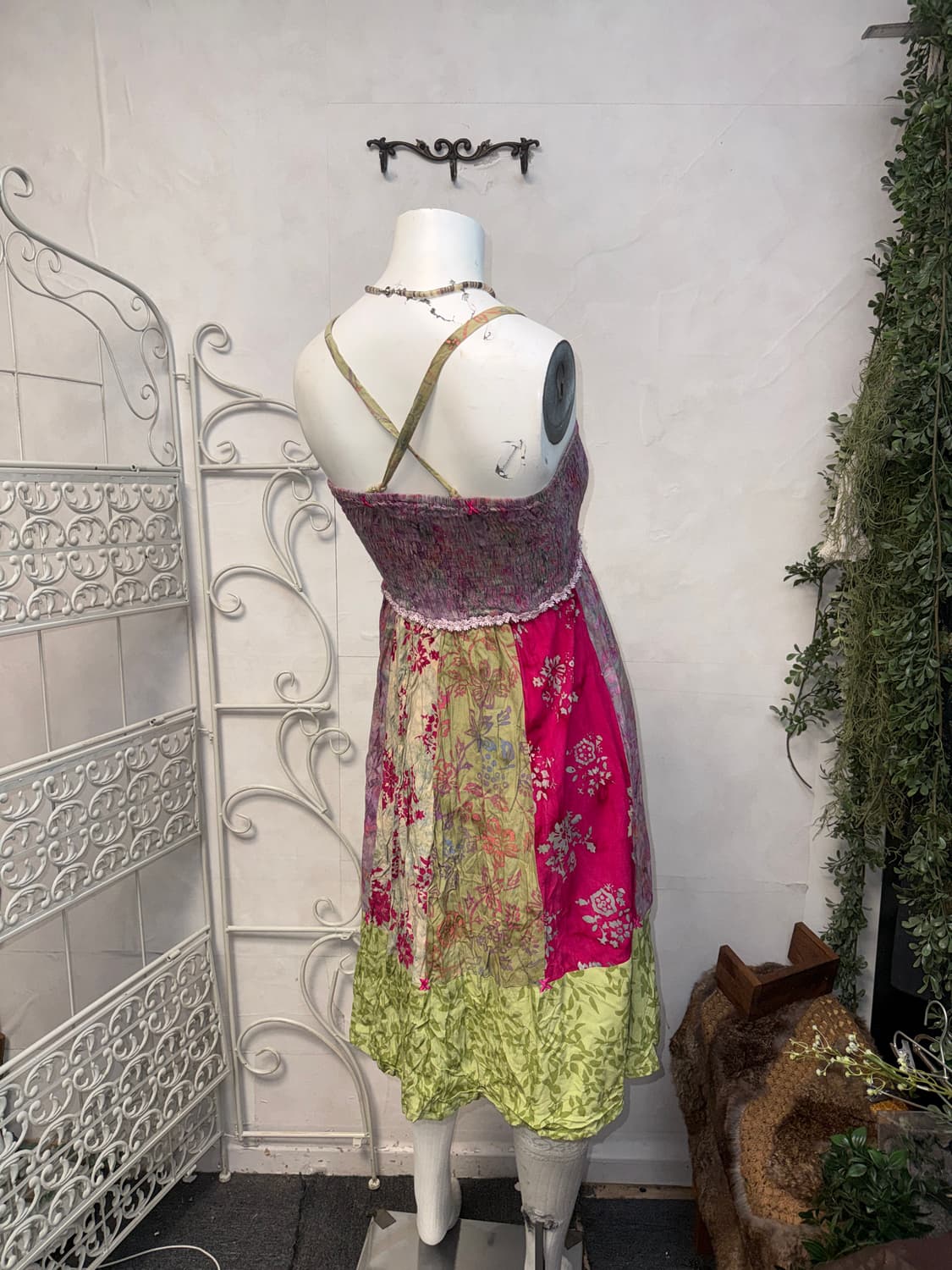 Pink green floral patchwork ops 상품이미지3