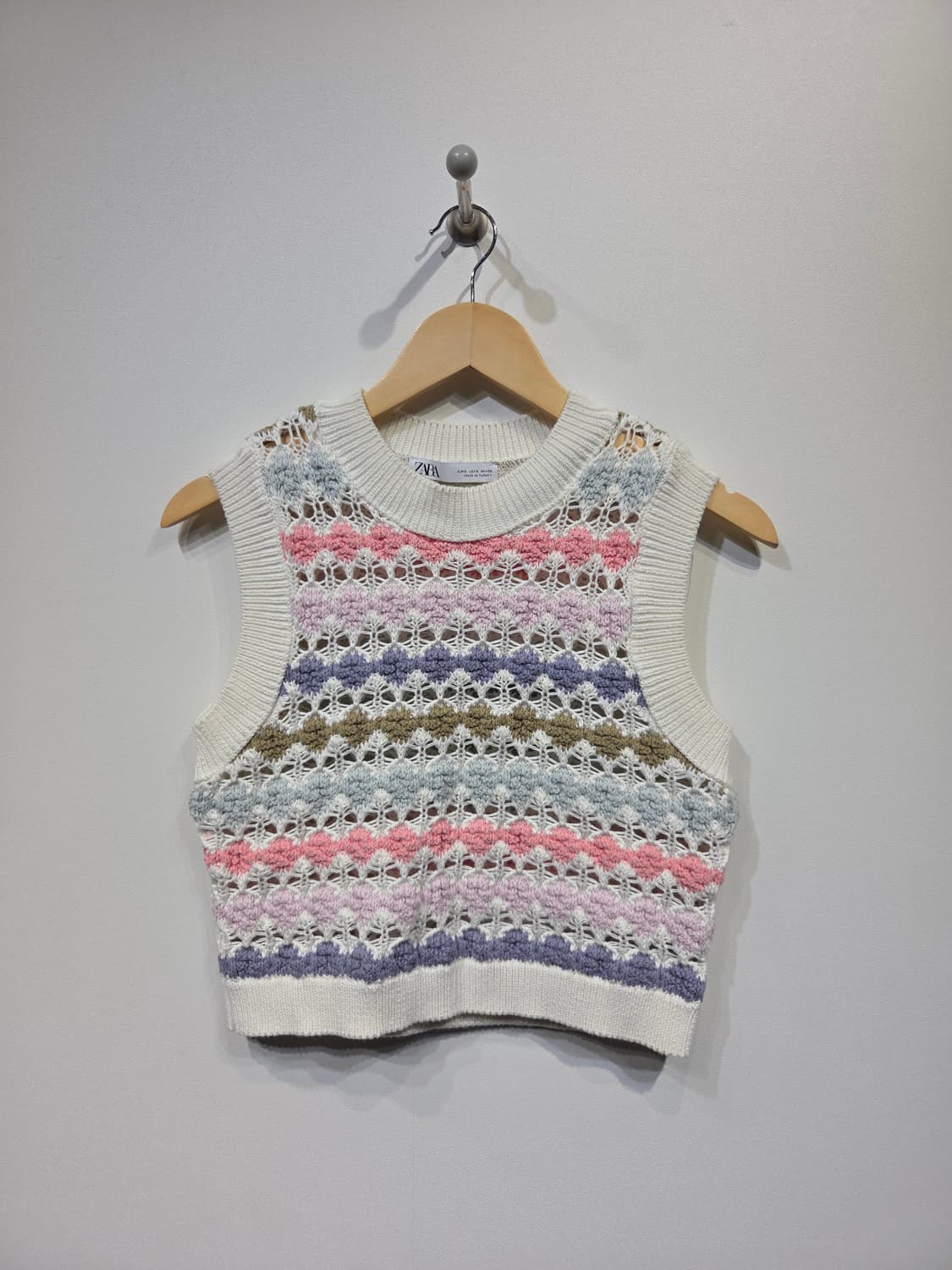 ZARA 자라 파스텔 펀칭 크롭 니트 베스트 상품이미지2