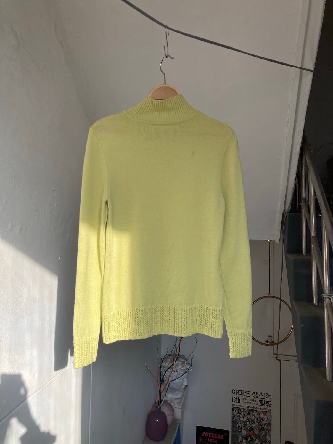 빈티지 연두 폴라넥 니트 상품이미지5