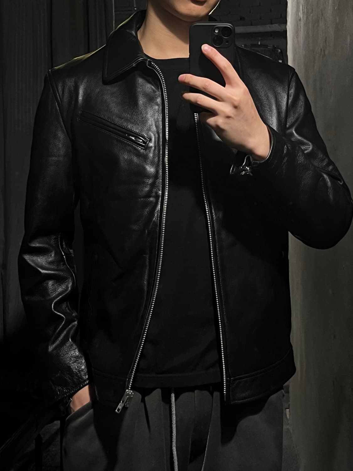에이징CCC 블랙 소가죽 카우스킨 얼 라이더자켓 레더자켓 가죽자켓 S 상품이미지2