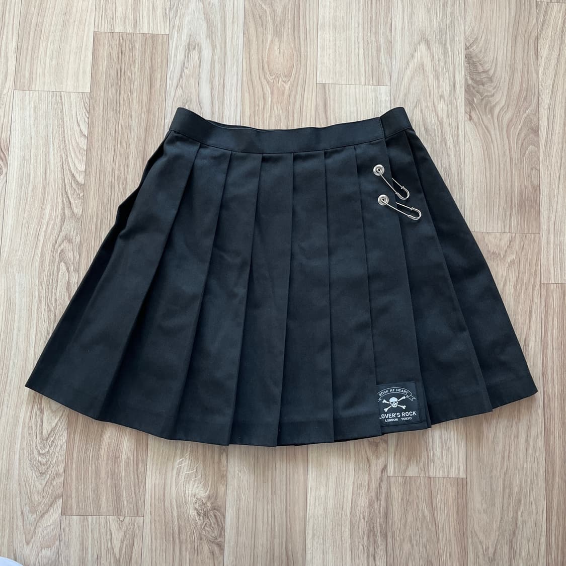 LOVER'S ROCK 블랙 플리츠 스커트 y2k 헤이세이 레트로 펑크 상품이미지1