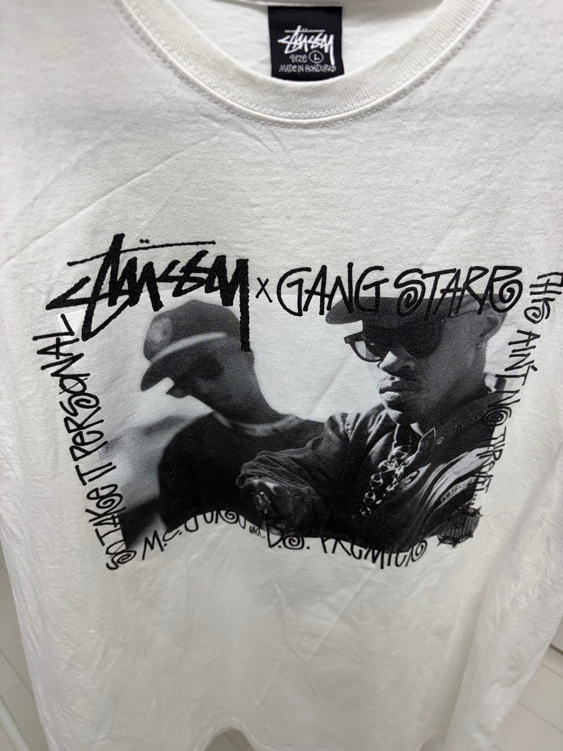 stussy x gangstar t-shirt white Lsize 상품이미지3
