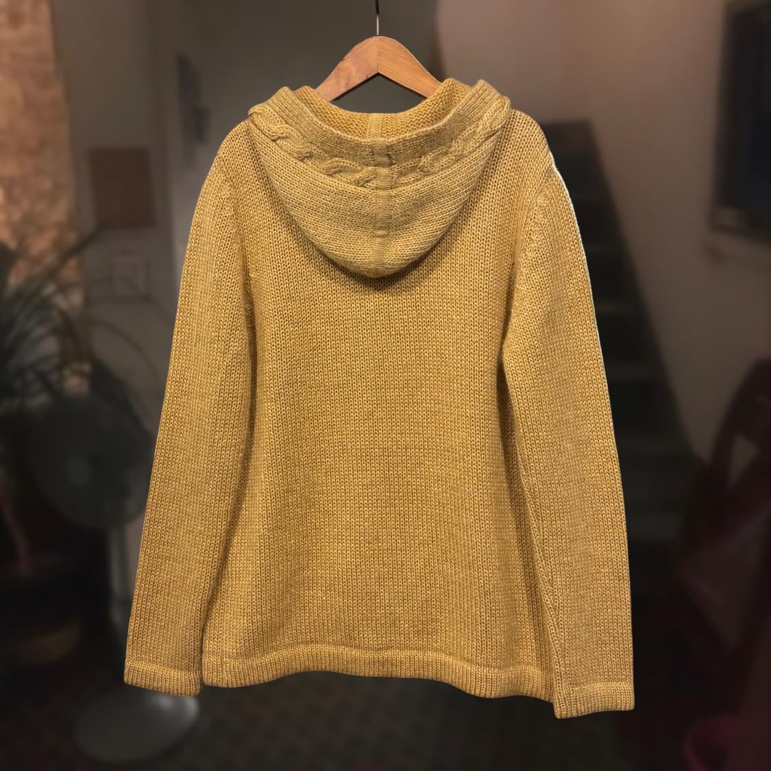 빈티지 모리걸 울혼방 머스타드 후드 니트 코트 가디건 상품이미지6