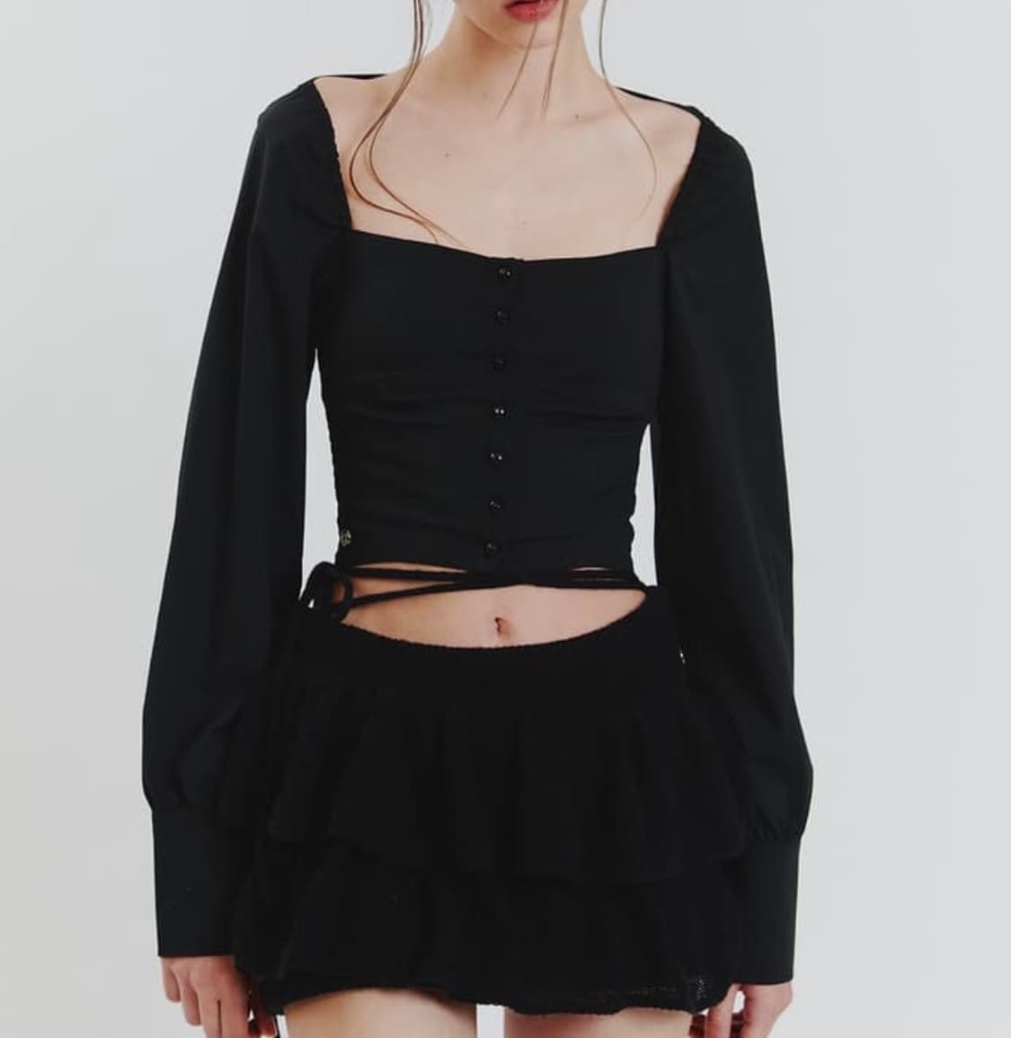 페인오어플레져 비앙카 스퀘어넥 블라우스 블랙 m 상품이미지1