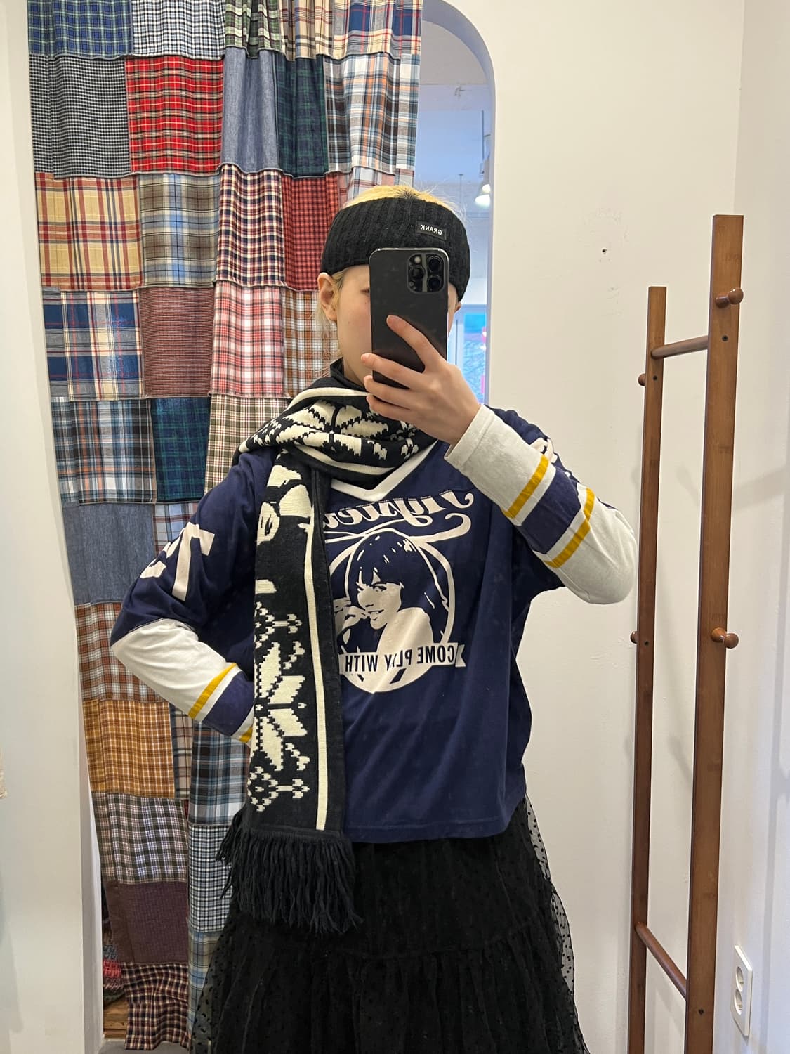 히스테릭글래머 브이넥 네이비 히스걸 롱슬리브 상품이미지2