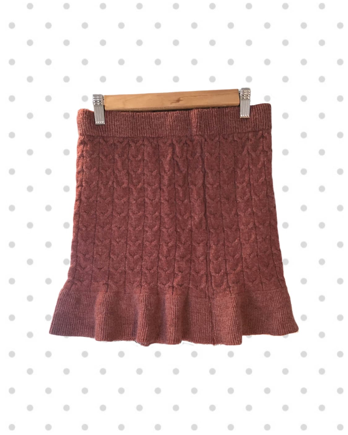 vintage cable knit ruffle skirt pink 상품이미지6
