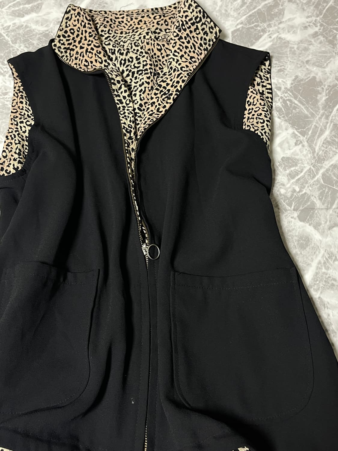 (Unknown)leopard zip up sleeveless top 상품이미지3