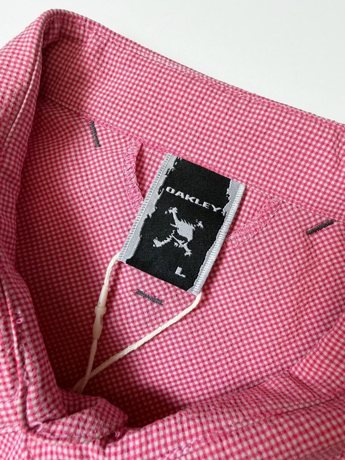 오클리 스컬 라인 핑크 체크 반팔 셔츠 PN9571 상품이미지6