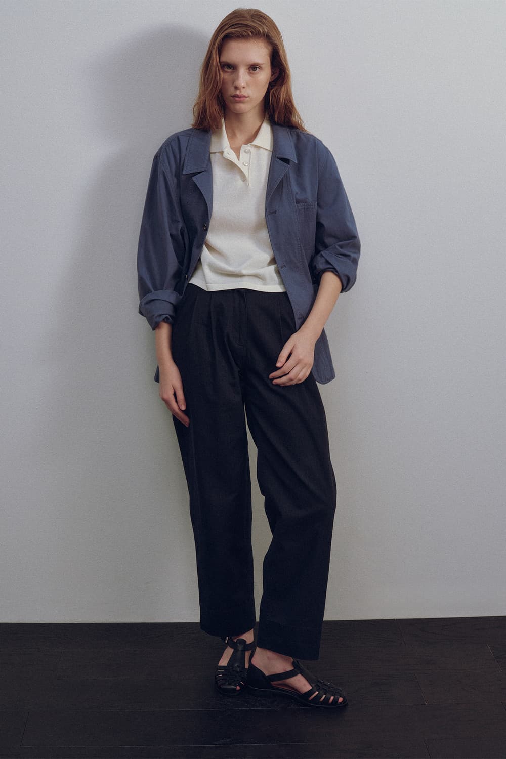 낫띵리튼 프렌치 워크 자켓 빈티지 블루 컬러 상품이미지2