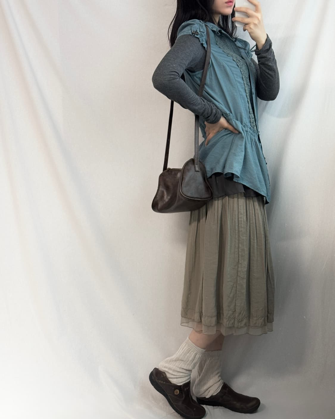 셔링 슬리브 러플 디테일 티 상품이미지9