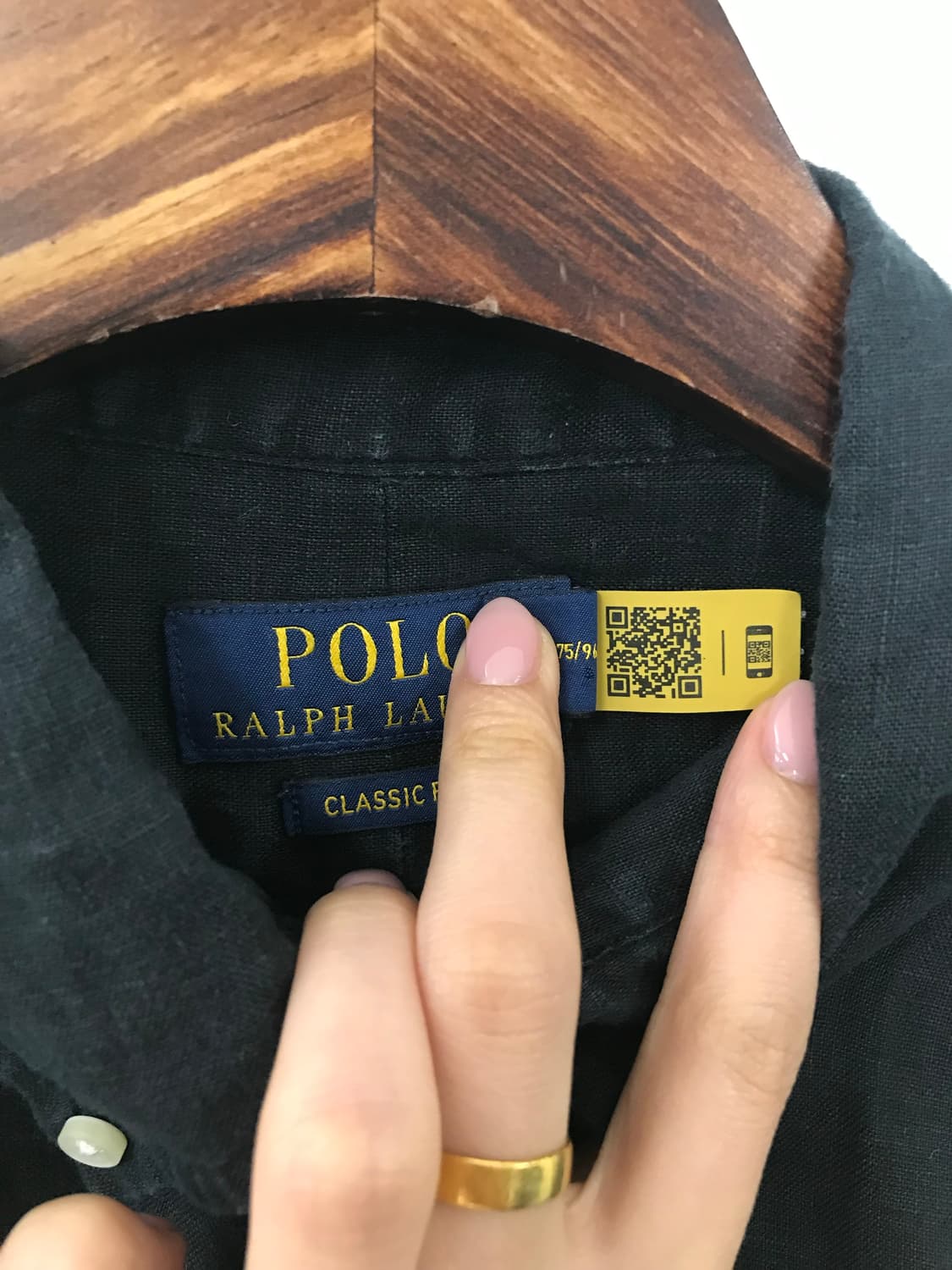 폴로 랄프로렌 QR 신형 블랙 린넨 셔츠 상품이미지6