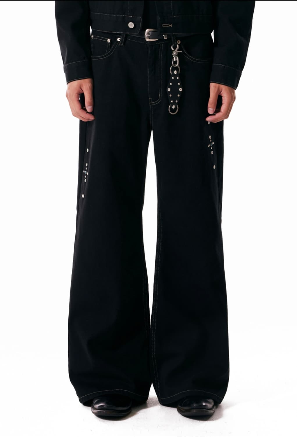Western Studded Cotton Pants (Black) 1 상품이미지2