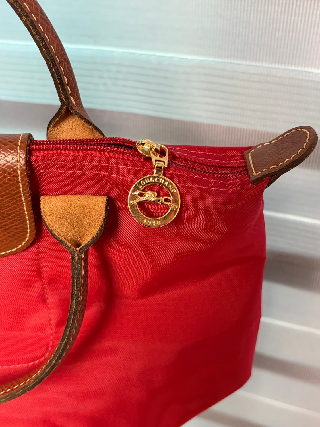롱샴 르 플리아쥬 레드 핸들백 상품이미지3