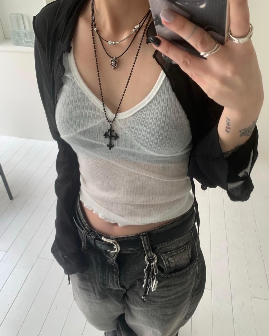 (룸즈) chrome vintage 가죽목걸이 상품이미지2