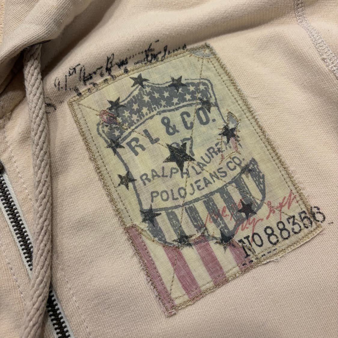 [M] 00s 폴로 진스 컴퍼니 성조기 베이지 후드집업 D643 상품이미지6