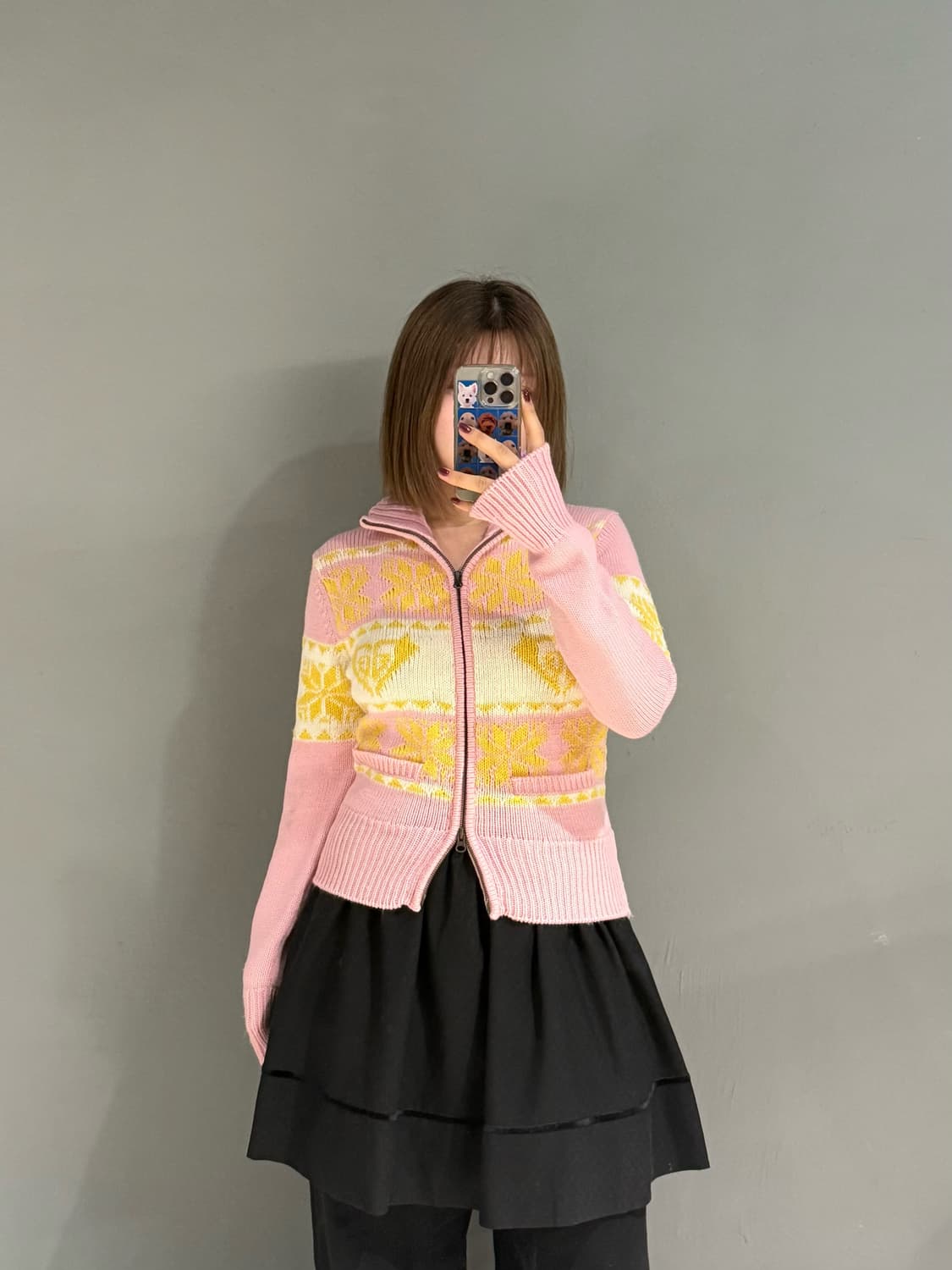 Roxy snow pattern high neck knit zip-up 상품이미지2