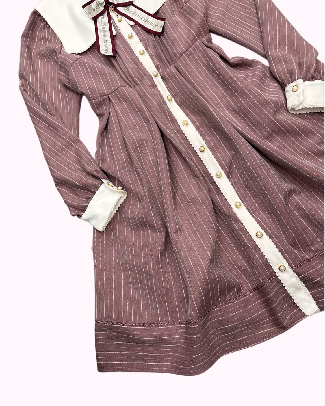 AMAVEL stripe pink ribbon dress 상품이미지3