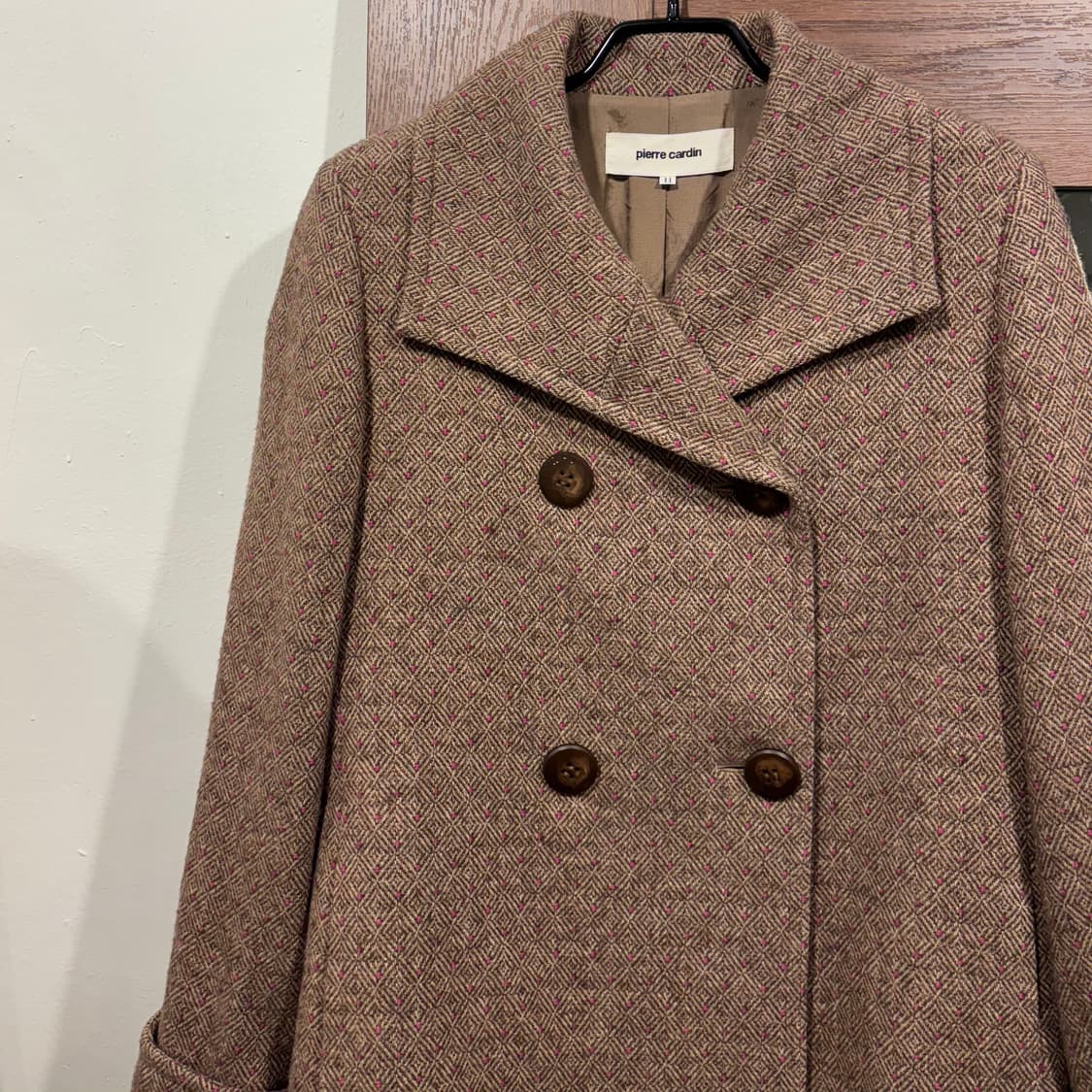 Pierre Cardin 피에르가르뎅 핑크 도트 브라운 울 더블 자켓 상품이미지3